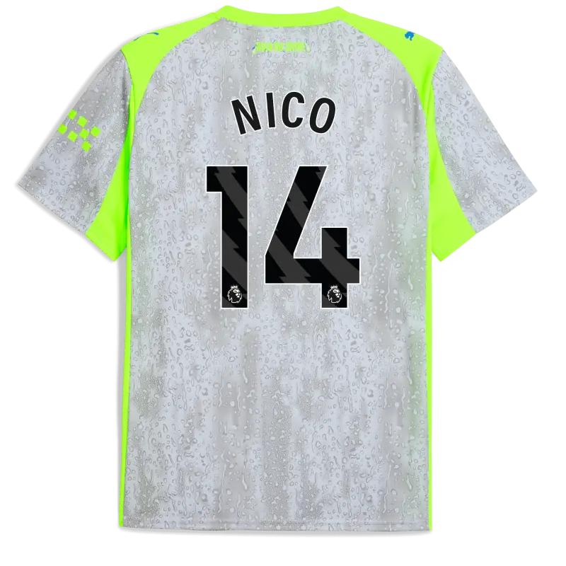 Explore Manchester City manchester-city-third-jersey-202526-with-nico-14-printing-701237142-nico-blue-premierleague Jerseys - ManchesterCityshirt.co.uk